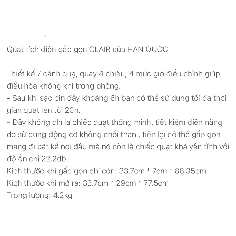 Thanh lý quạt Clair