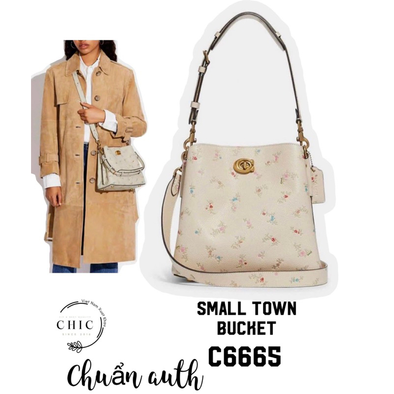 Small Town Bucket C6665 , Túi da thật xịn, Túi hoa 2 dây đeo