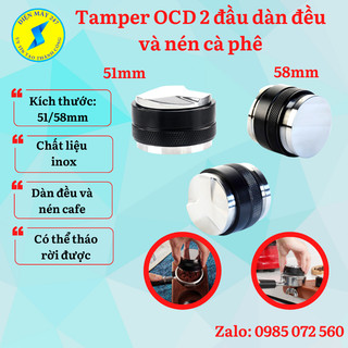 Tamper OCD 2 đầu dàn đều và nén cà phê - kích thước 51-58mm - chất liệu inox