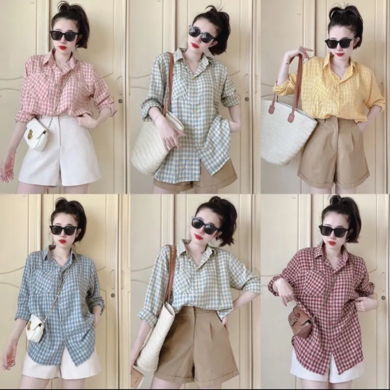 Áo Sơ Mi Kẻ Sọc Chỉ Nỗi Chất Cotton Mềm Mát, Sơ Mi Tay Dài Kẻ Sọc