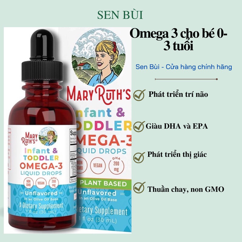 Omega 3 DHA Mary Ruth’s cho bé sơ sinh - 3 tuổi Mary Ruth’s Omega-3 Liquid Drop, Omega3 DHA MaryRuth’s, Omega 3 sơ sinh