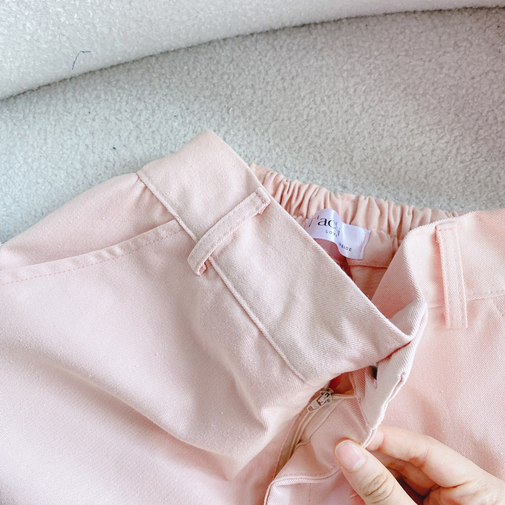 SET 3 MÓN KAKI HỒNG KÈM ÁO CROP TRẮNG 2S + SHORT💕