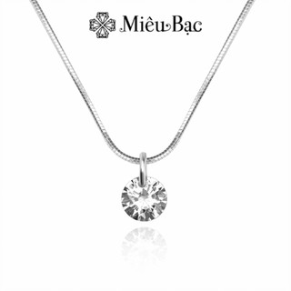 Dây chuyền bạc nữ đá Pha lê Miêu Bạc vòng cổ dây trơn mặt đá chất liệu bạc 925 thời trang phụ kiện trang sức nữ D400356x