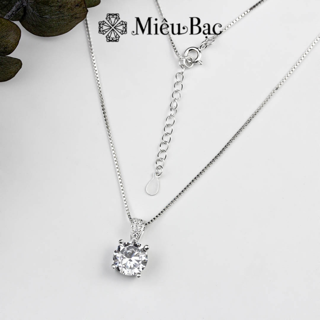 Dây chuyền bạc nữ Miêu Bạc vòng cổ mặt tròn đính đá lấp lánh chất liệu bạc 925 cao cấp phụ kiện trang sức nữ MD29