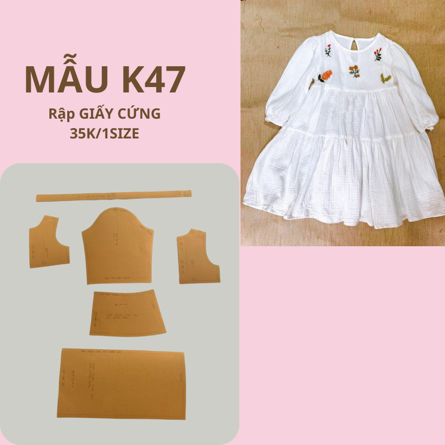 RẬP GIẤY CỨNG CẮT SẴN VÁY BÉ K47