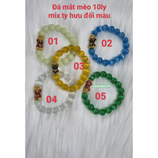 Vòng đá mắt mèo mix tỳ hưu đổi màu 8ly, 10ly