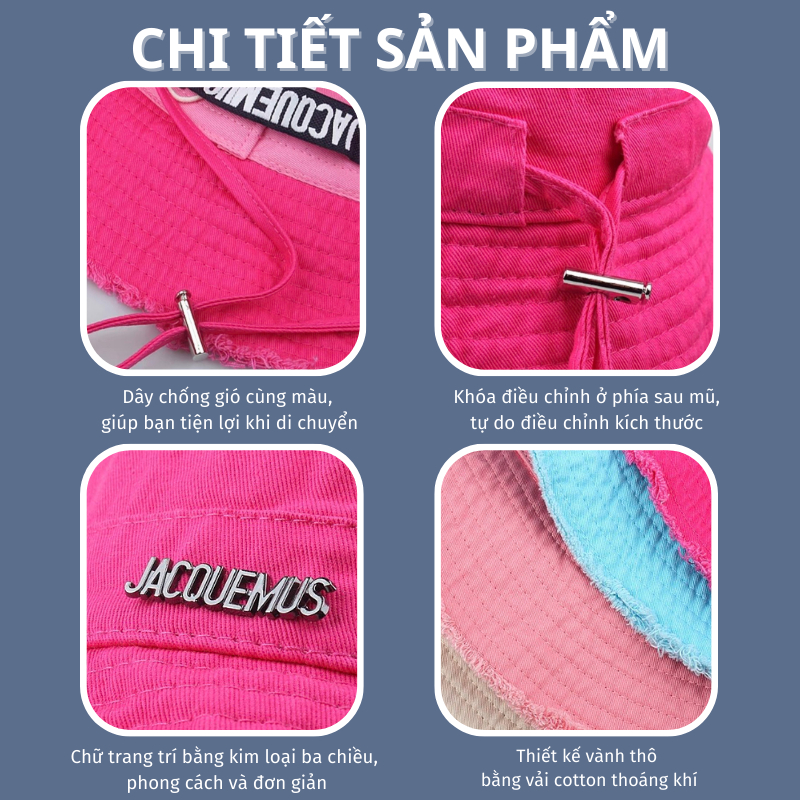 Mũ Bucket Mino Tai Bèo Viền Tua Rua Có Quai Đeo Phong Cách Hàn Quốc Unisex