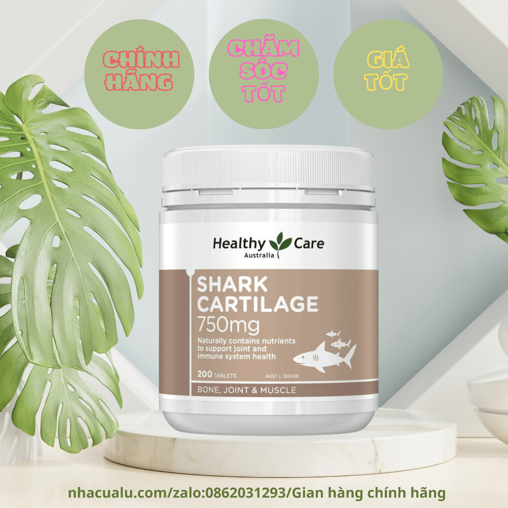 SỤN VI CÁ MẬP - HEALTHY CARE SHARK CARTILAGE 750MG 200 Viên