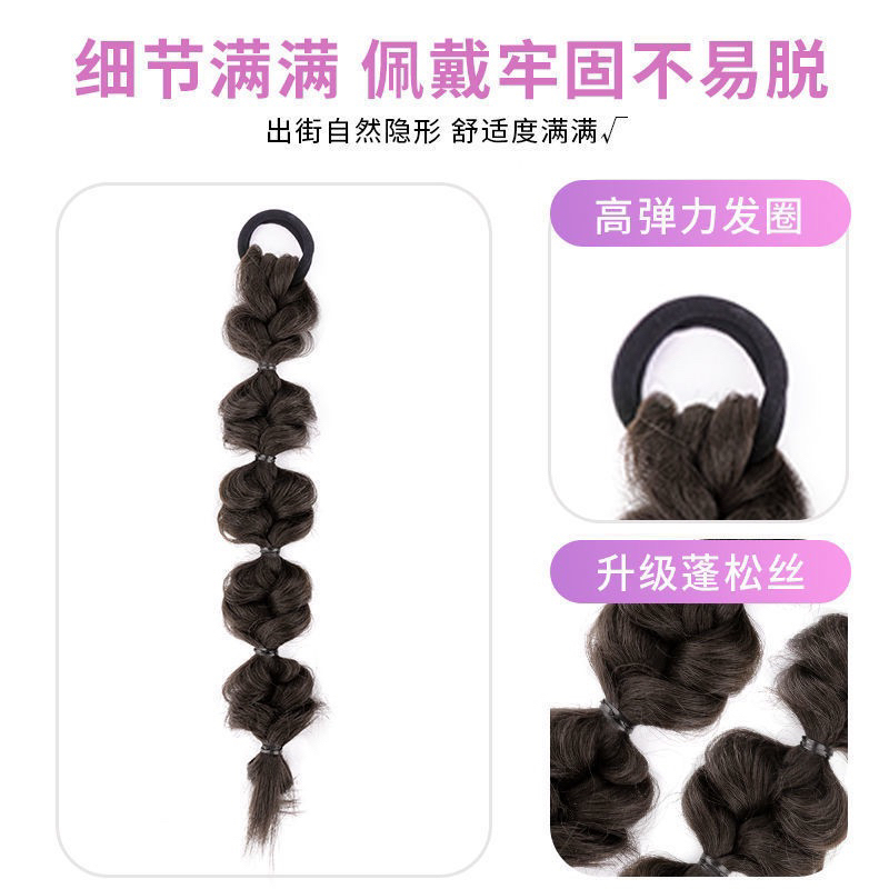 Tóc giả thắt bính highlight cho nữ Beauty, tóc tết bím giả tạo kiểu thắt bím