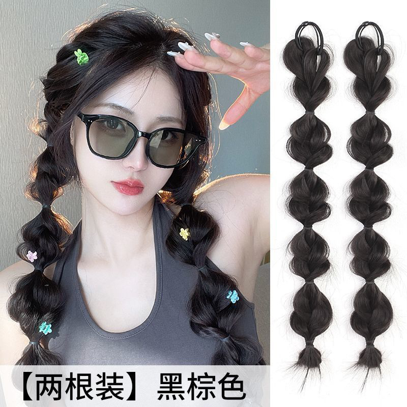 Tóc giả thắt bính highlight cho nữ Beauty, tóc tết bím giả tạo kiểu thắt bím