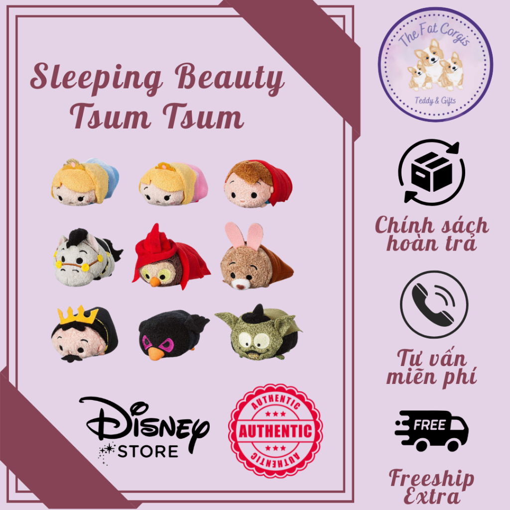 Gấu bông Disney Tsum Tsum Sleeping Beauty Công chúa ngủ trong rừng