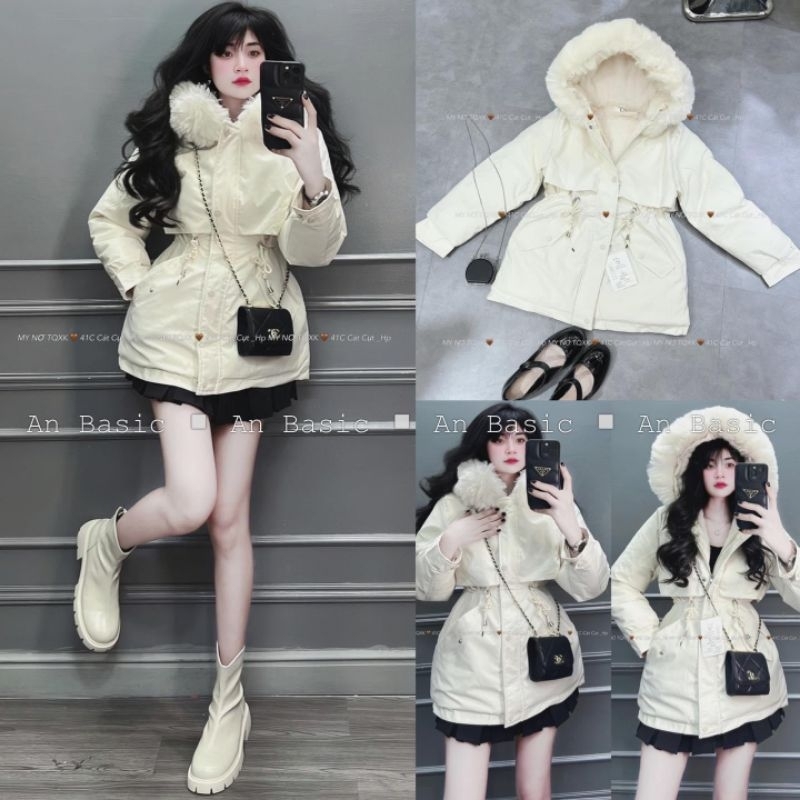 Áo khoác phao nữ parka lót lông dày dặn Quảng Châu cao cấp
