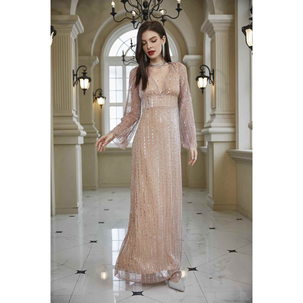 Đầm Dạ Hội Kim Sa Lấp Lánh - Hàng Thiết Kế Cao Cấp