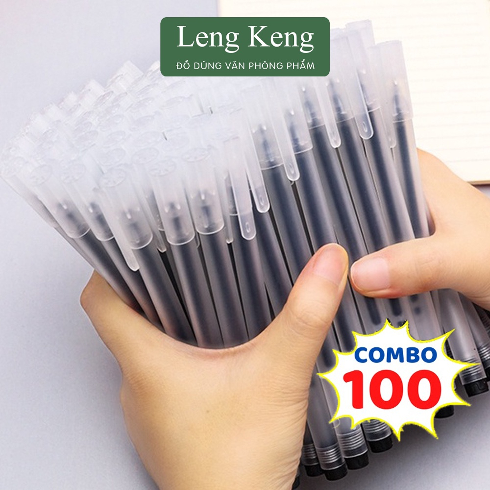 Bút gel khô nhanh ngòi 0.5mm văn phòng phẩm Leng Keng 3 màu xanh đen đỏ combo 20-100 chiếc B12
