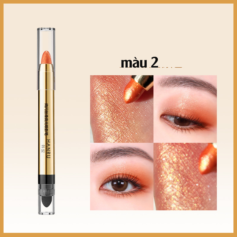Phấn mắt dạng bút sáng có nhũ lấp lánh HANRU 2 đầu - một đầu phấn nhũ và một đầu tán phấn siêu tiện lợi