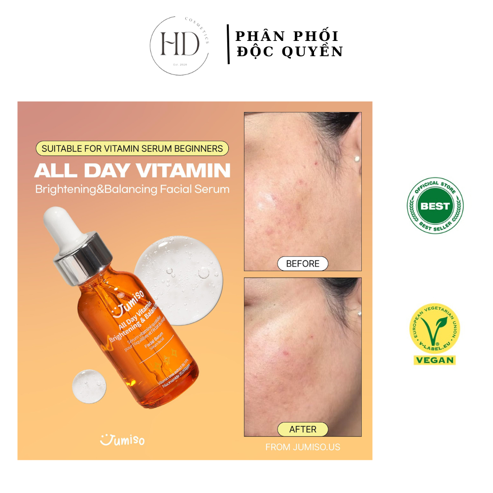 Serum JUMISO All day Vitamin Brightening & Balancing - Serum Vitamin C thuần chay, dưỡng sáng sau 3 tuần