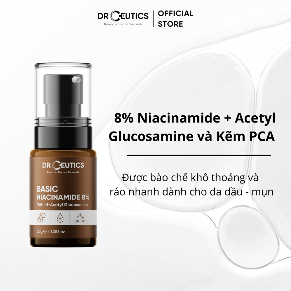 Serum DrCeutics Niacinamide Basic B3 8% Cho Da Dầu Mụn (30g/100G)