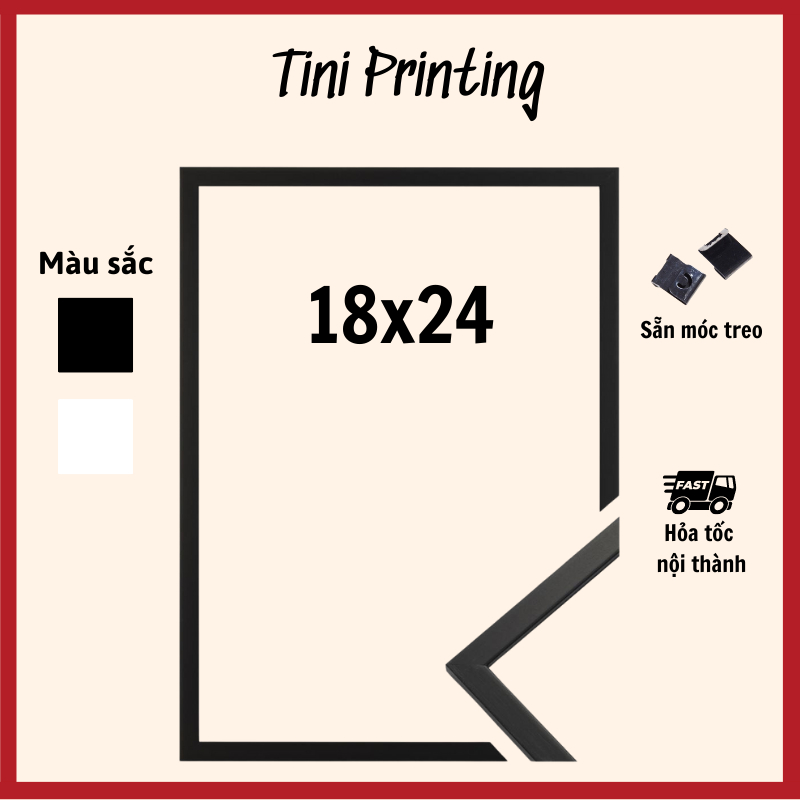 Khung ảnh mặt kính mica Tini Printing 18x24 chuyên treo tranh ghép hình xếp hình Puzzle