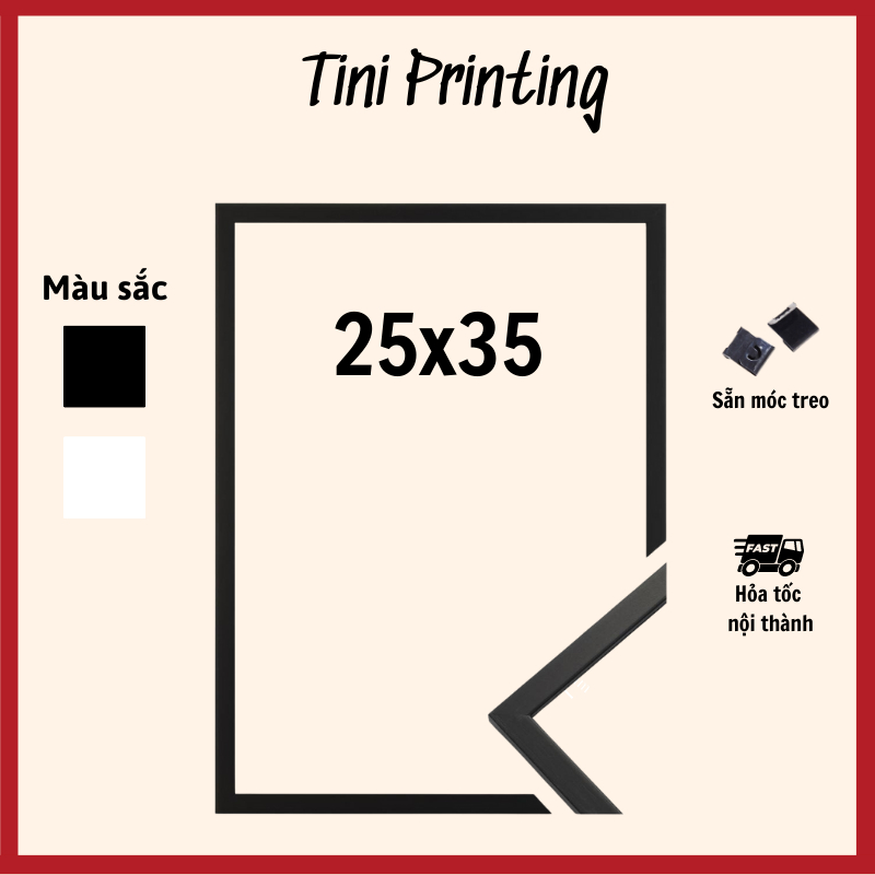 Khung hình mặt mica 25x35 Tini Printing chuyên dùng treo tranh đính đá, tranh ghép hình