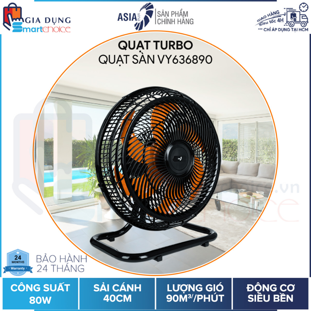 GIÁ SHOCK QUẠT SÀN ASIA, QUẠT SẢN TURBO ASIAVINA VY636890 , 80W, GIAO HỎA TỐC, GIADUNGSMARTCHOICE