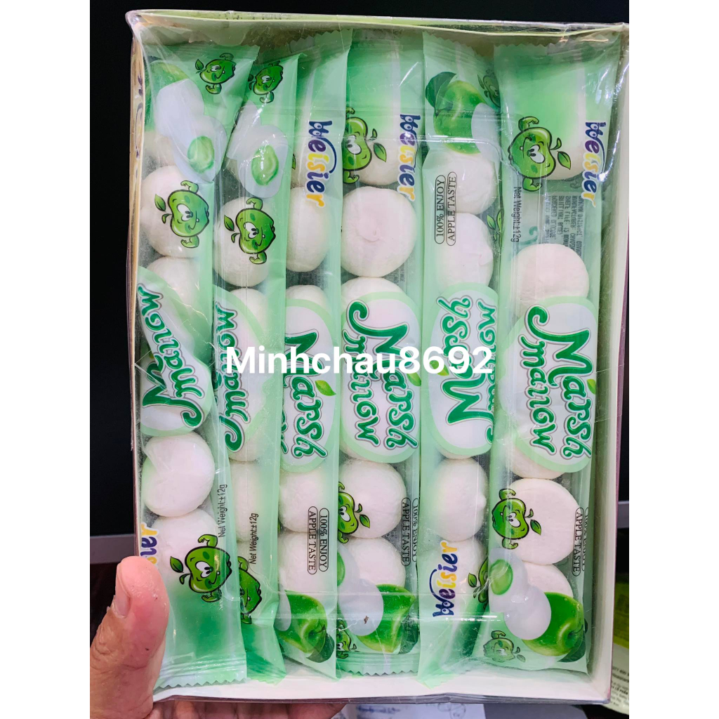 Kẹo marshmallow hình bánh bao nhân mứt siro hộp 30 gói x6 viên