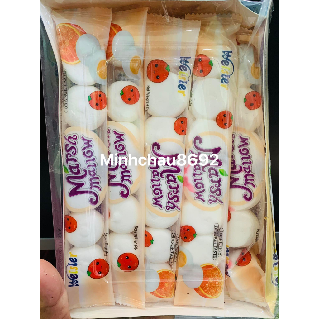 Kẹo marshmallow hình bánh bao nhân mứt siro hộp 30 gói x6 viên
