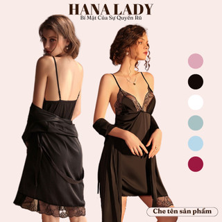 Váy ngủ lụa xẻ tà kèm choàng sáng chảnh VN496