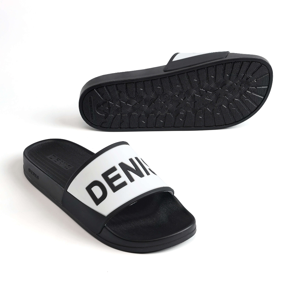 Dép quai ngang chất liệu PVC êm nhẹ VN02 Màu Trắng Viền Đen Cá Tính Mùa hè