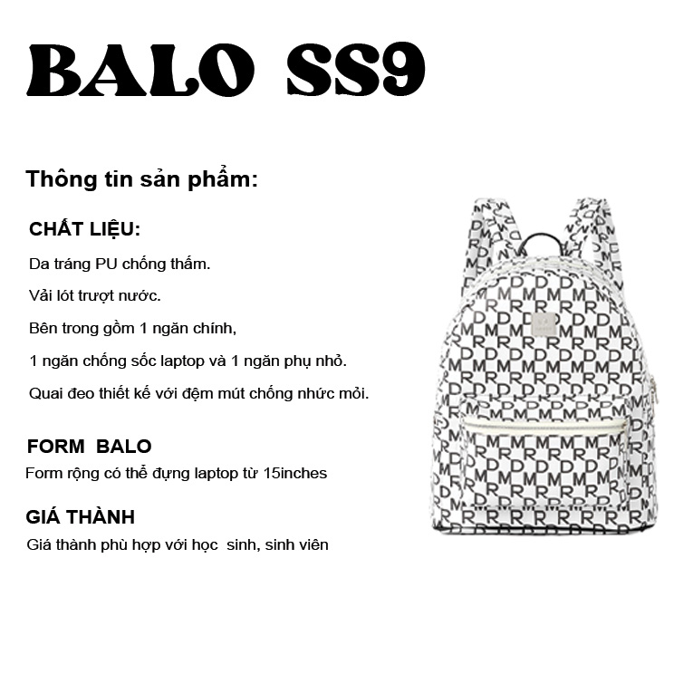 Balo Đi Học Thời Trang Unisex giá rẻ Nam Nữ đựng laptop đi làm chống nước du lịch Season 9 Local Brand M Midori