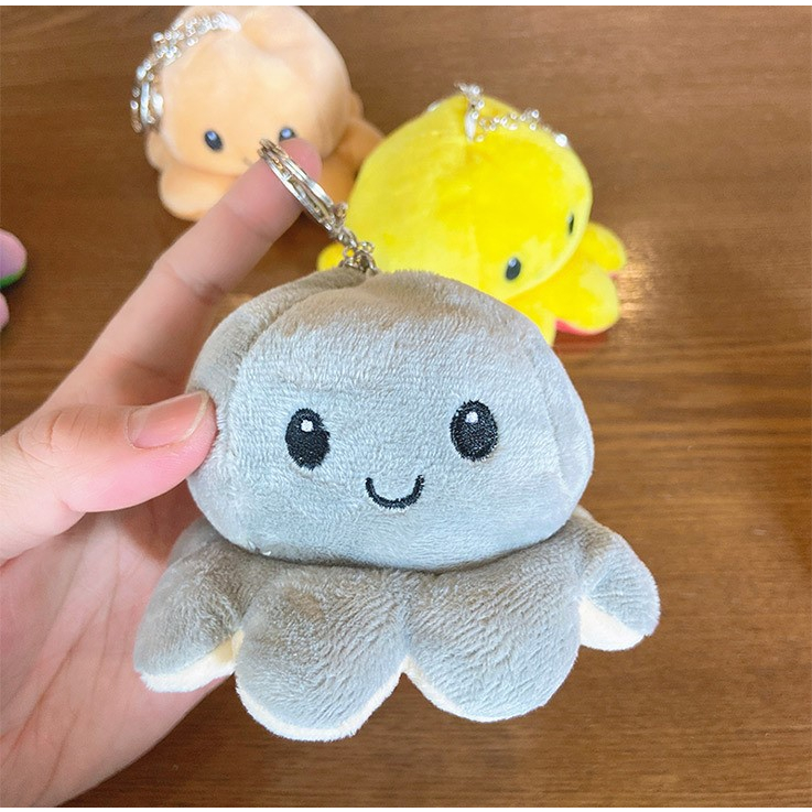 Móc Khóa Bạch Tuột Nhồi Bông Lật Mặt Thay Đổi Cảm Xúc Dễ Thương Thích Hợp Treo Túi Xách, Cặp, Móc Khoá Xe Máy, Chìa Khoá