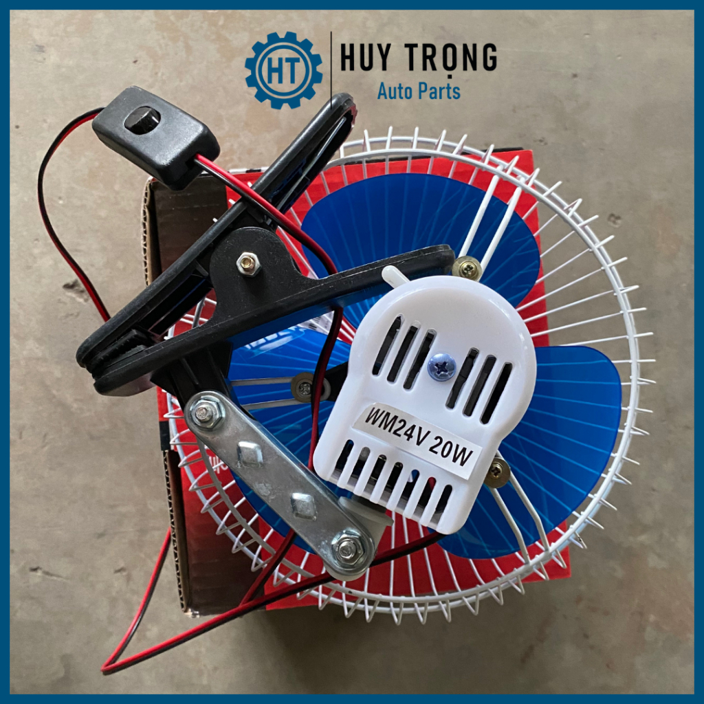 Quạt kẹp trên ô tô xe tải 12v 24v 8 inch 20cm