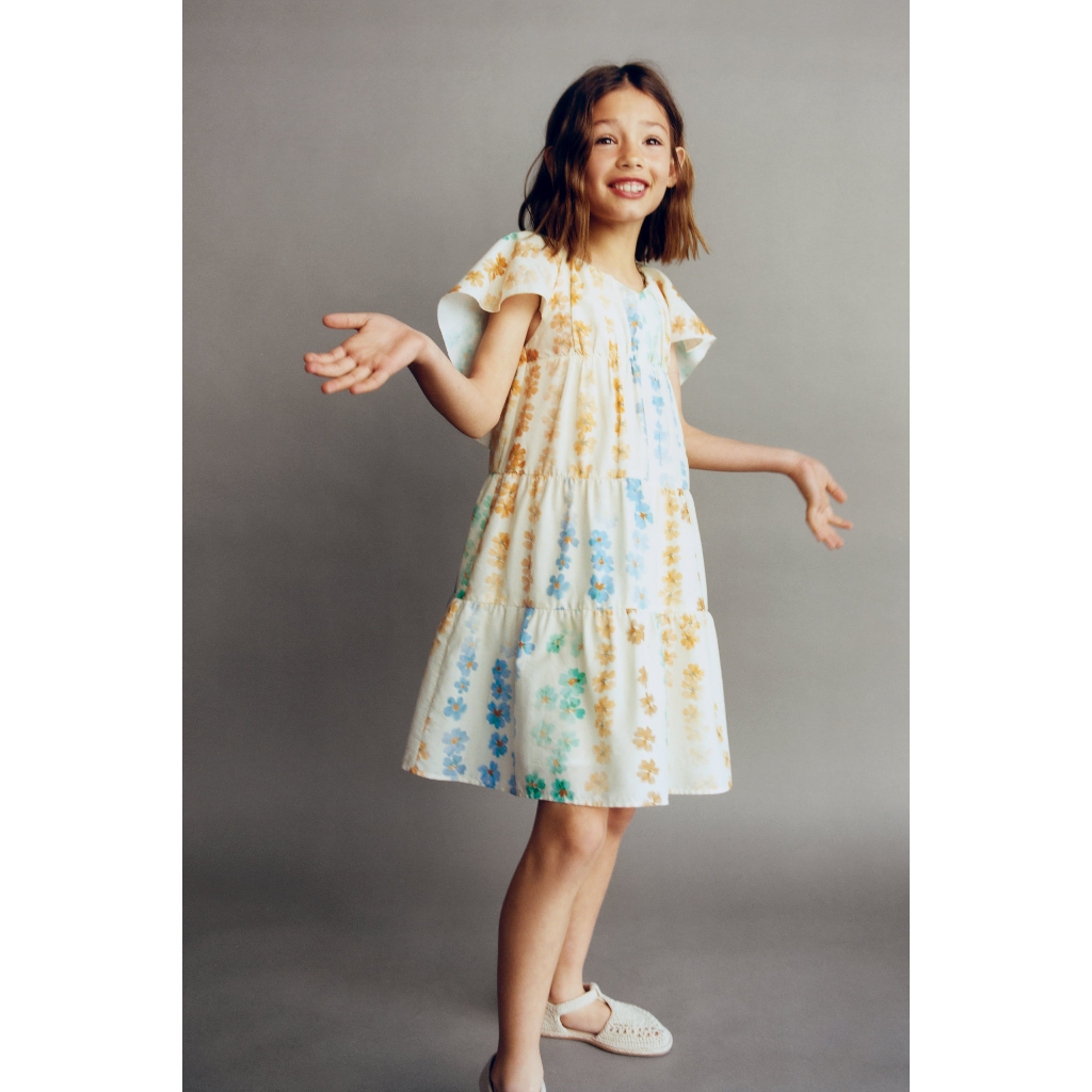 Váy cotton hoa chất mềm mát bé gái lớn Zara Authentic