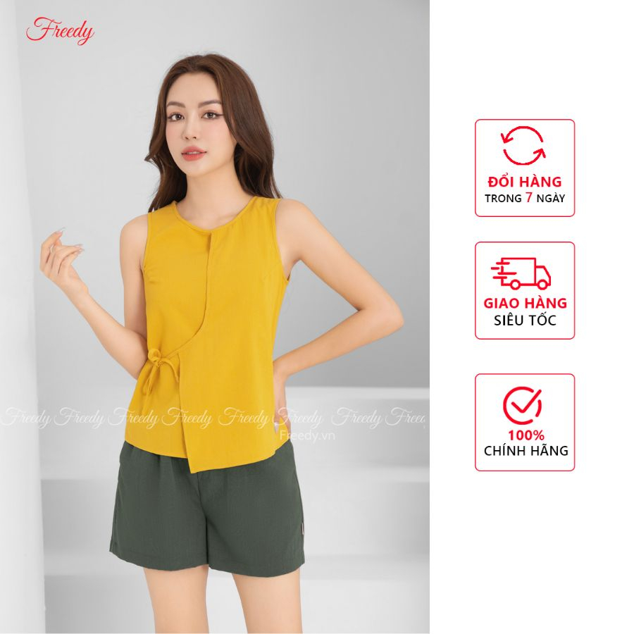 Bộ sát nách nữ Freedy vạt chéo thắt nơ