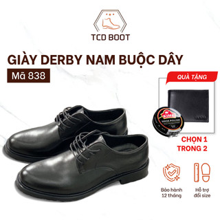 Giày derby chống nhăn dây buộc, giày tây da nam đế cao su 3cm cao cấp - xưởng giày chelsea boot
