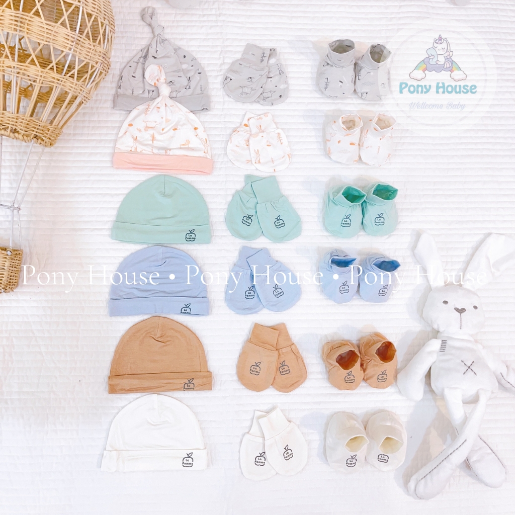 Mũ Bao Tay Bao Chân Sơ Sinh La Pomme Siêu Mềm Mịn Cho Bé Trai Bé Gái Sơ Sinh/Newborn/NB