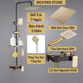 Bộ sen cây tắm đứng Richter Store phím nhấn nóng lạnh, chất liệu inox 304 mạ nano tĩnh điện chống ăn mòn, 1 đổi 1 7 ngày