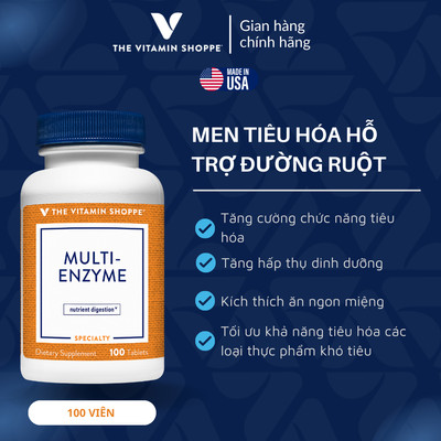 Men tiêu hóa hỗ trợ đường ruột The Vitamin Shoppe Multi-Enzyme 100 viên