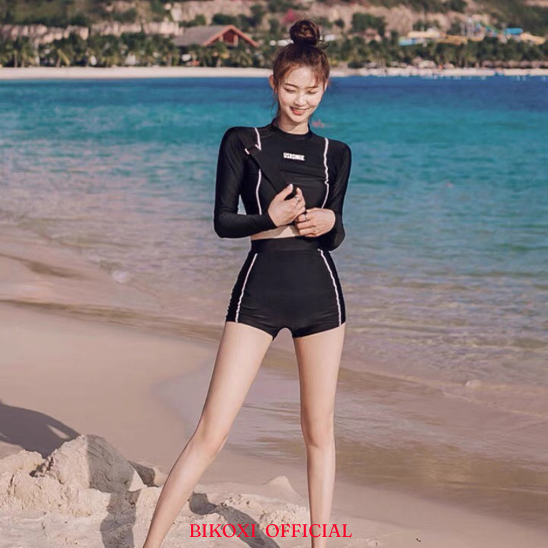 Bộ Đồ Bơi Nữ Bikoxi Tay Dài Dáng Thể Thao Ôm Body