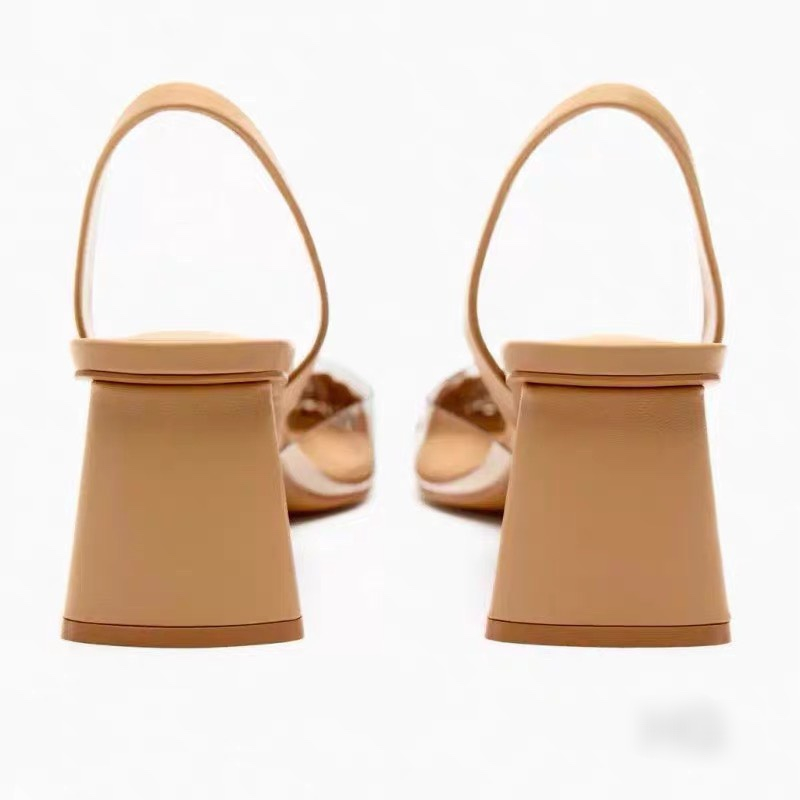 Sandal ZaRa Mũi Cói Pha Quai Trong Cực Lạ, Chất Da Trong Siêu Mềm Hàng QC Cao Cấp Fullbox