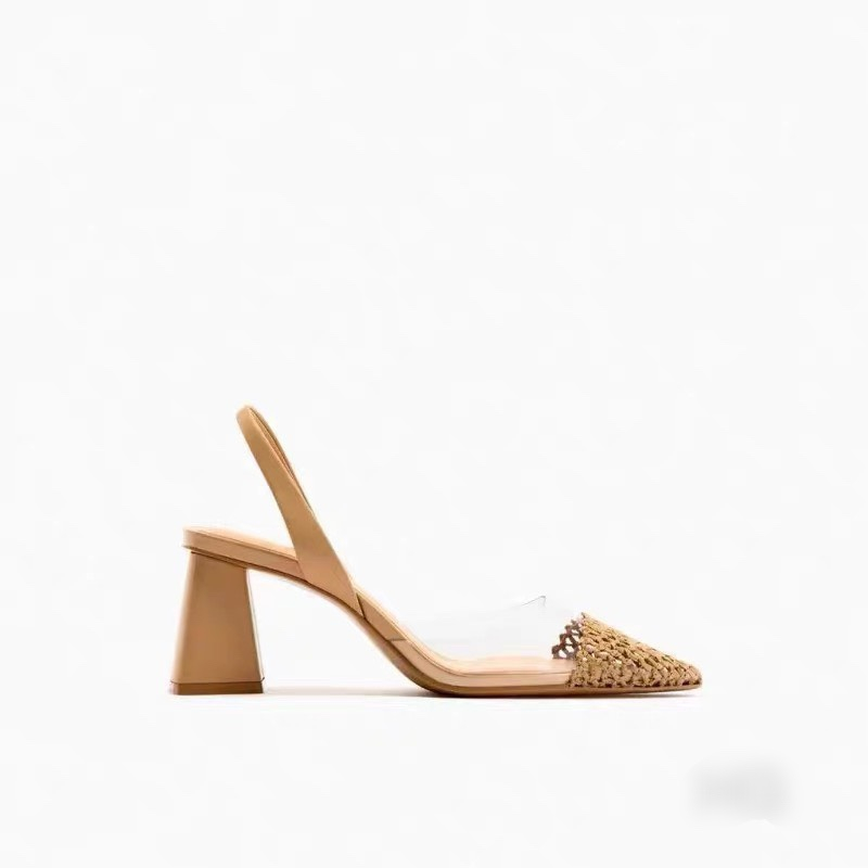 Sandal ZaRa Mũi Cói Pha Quai Trong Cực Lạ, Chất Da Trong Siêu Mềm Hàng QC Cao Cấp Fullbox