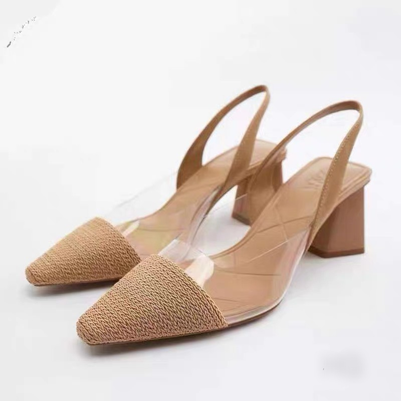 Sandal ZaRa Mũi Cói Pha Quai Trong Cực Lạ, Chất Da Trong Siêu Mềm Hàng QC Cao Cấp Fullbox