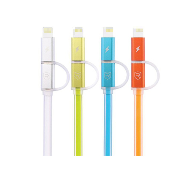 🌟CHÍNH HÃNG 🌟 Dây Cáp Sạc Remax 2 Đầu 2 in 1 Cho IP, Micro Usb Có Đèn Led