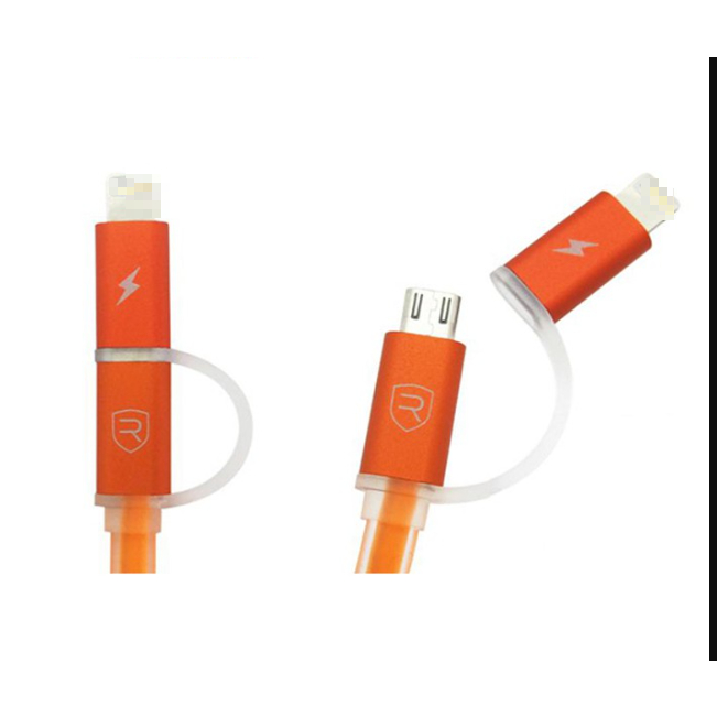 🌟CHÍNH HÃNG 🌟 Dây Cáp Sạc Remax 2 Đầu 2 in 1 Cho IP, Micro Usb Có Đèn Led