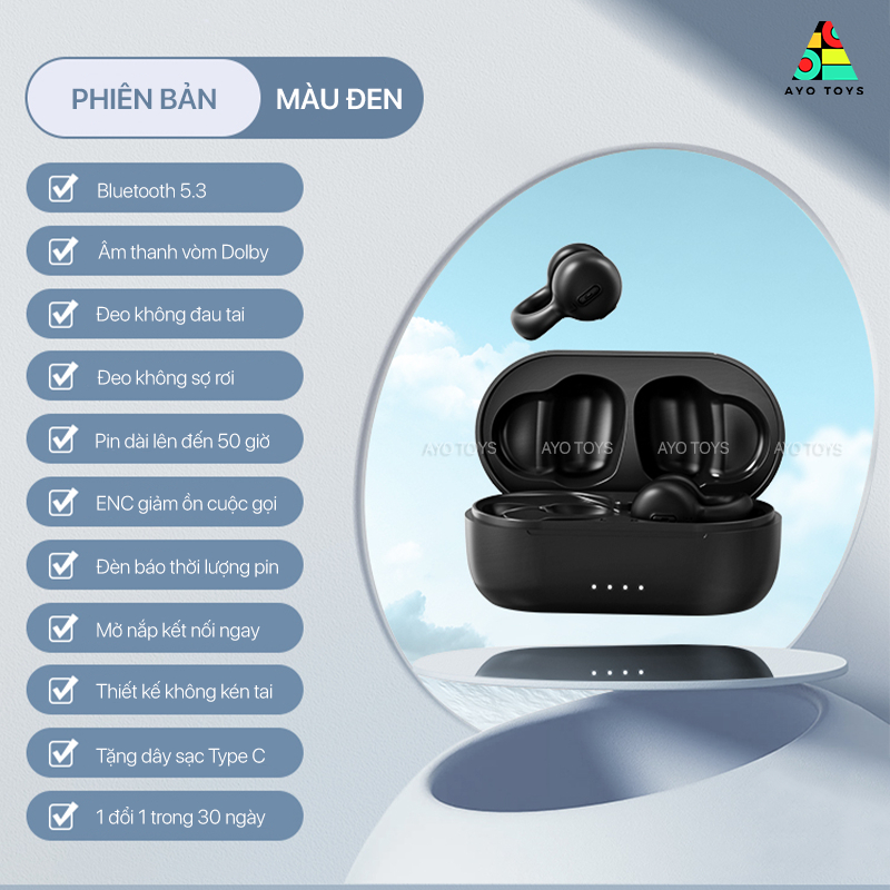 Tai Nghe Không Dây Bluetooth Kinyo i20, Dẫn Truyền Âm Qua Xương Có Micro - Thiết Kế Sáng Tạo - Pin Lên Đến 50h