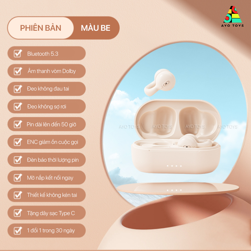 Tai Nghe Không Dây Bluetooth Kinyo i20, Dẫn Truyền Âm Qua Xương Có Micro - Thiết Kế Sáng Tạo - Pin Lên Đến 50h