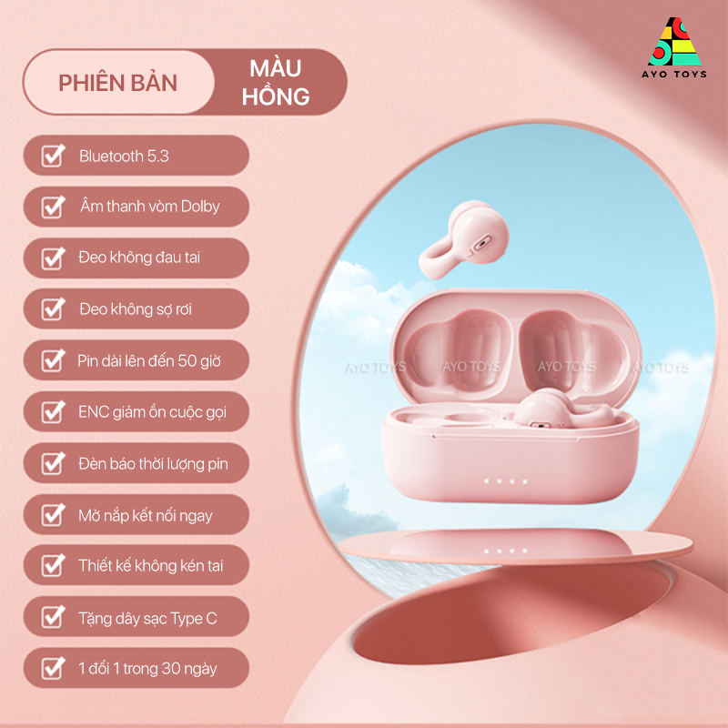 Tai Nghe Không Dây Bluetooth Kinyo i20, Dẫn Truyền Âm Qua Xương Có Micro - Thiết Kế Sáng Tạo - Pin Lên Đến 50h