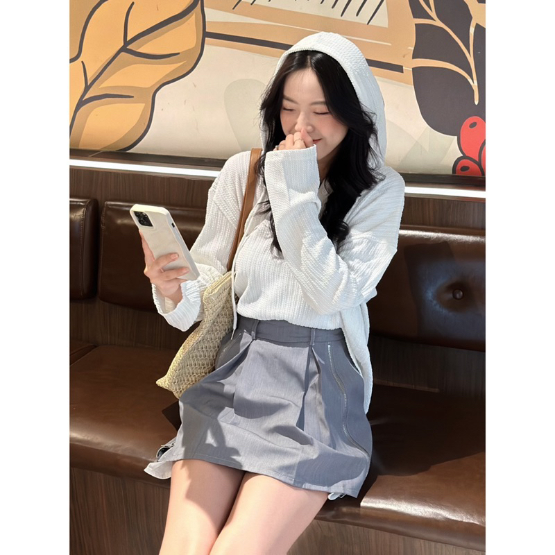 [RÁCH STORE] Áo thun nón tay dài - 0161 - trơn - 2 nút