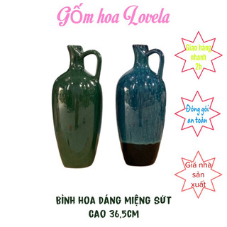 [SIÊU ĐẸP] Bình lọ hoa Gốm dáng chai lọ có quai miệng sứt phong cách mới - Cao 36,5cm - Cắm hoa, trang trí, decor