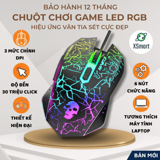 Chuột Máy Tính Gaming Led T66 RGB, 3 Mức Chỉnh DPI Siêu Nhạy Chơi Game, Dùng Văn Phòng Cho Máy Tính, Laptop, PC