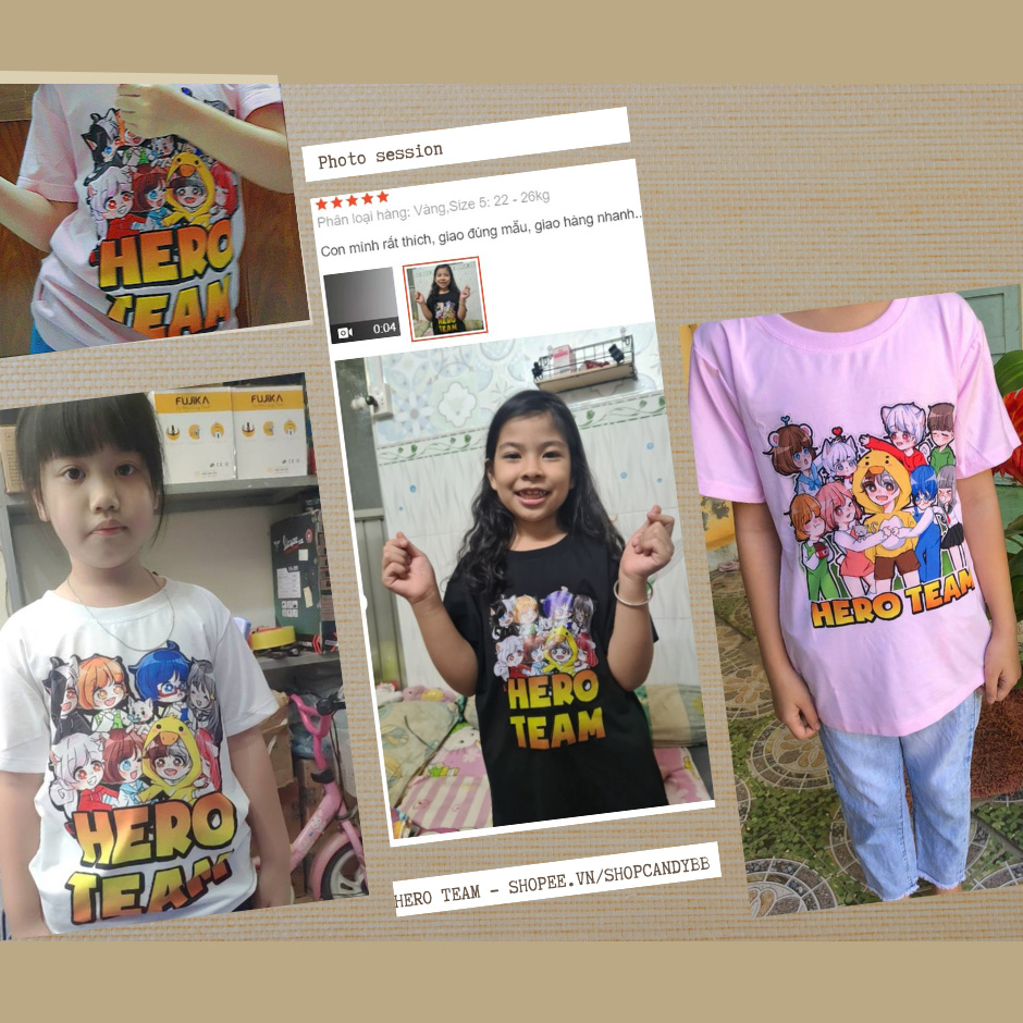 Áo thun hồng bé gái in hình Hero team logo full nhân vật, áo phông trẻ em mềm mịn, co giãn size từ 10kg đến 60kg